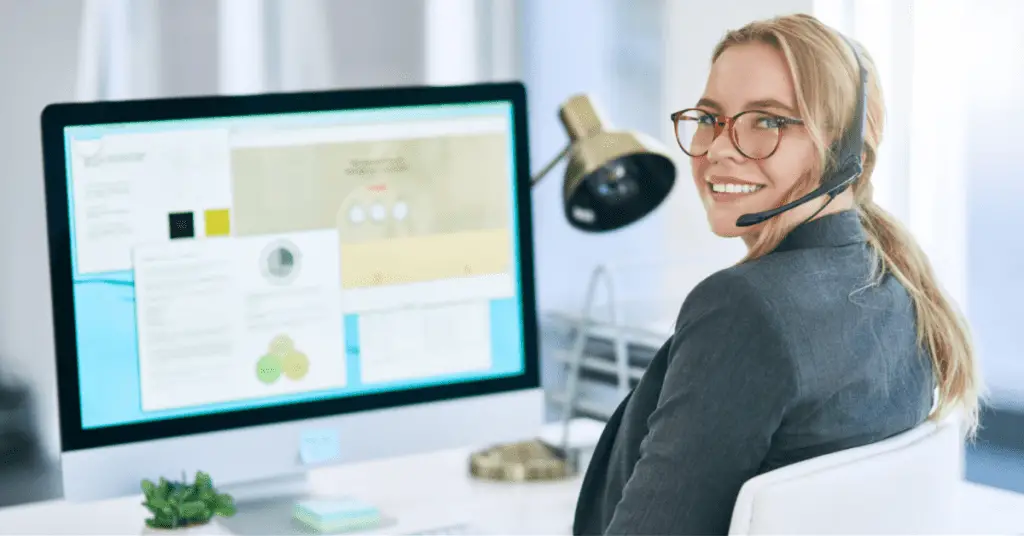 Virtual Assistant sitting in front of the computer 