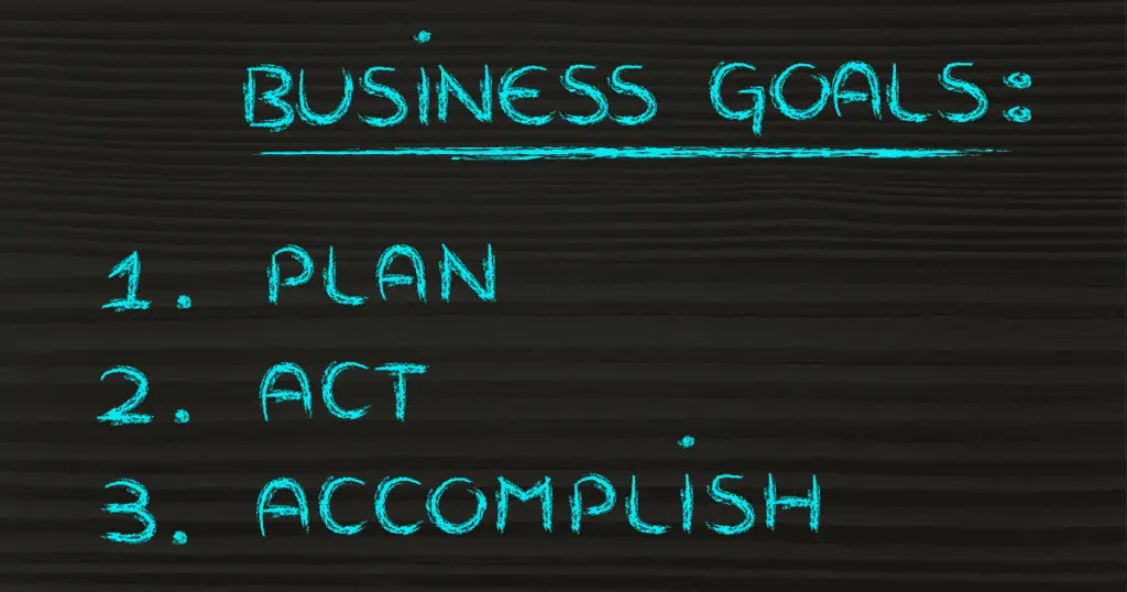 Things to know before starting an online business - A chalkboard displaying business goals.