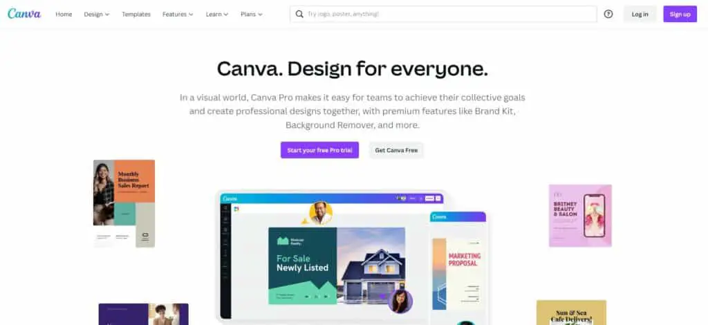 print on demand business - screenshot of Canva.com home page