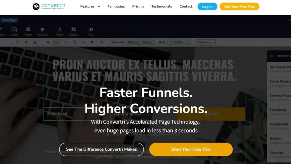 Screenshot of Website of Convertri - The World's Fastest Funnel Builder