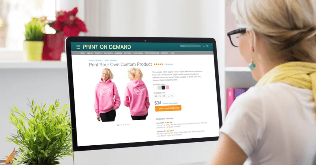 types of online business models - screen showing Print on Demand