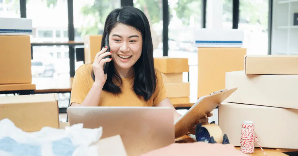 A lady selling physical products online