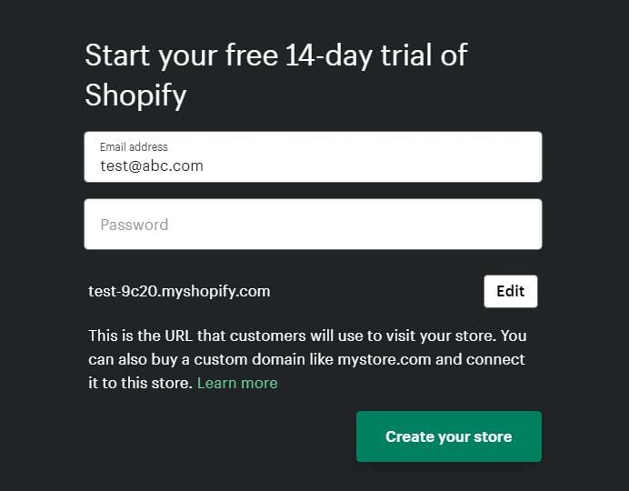 Create your online store today with Shopify