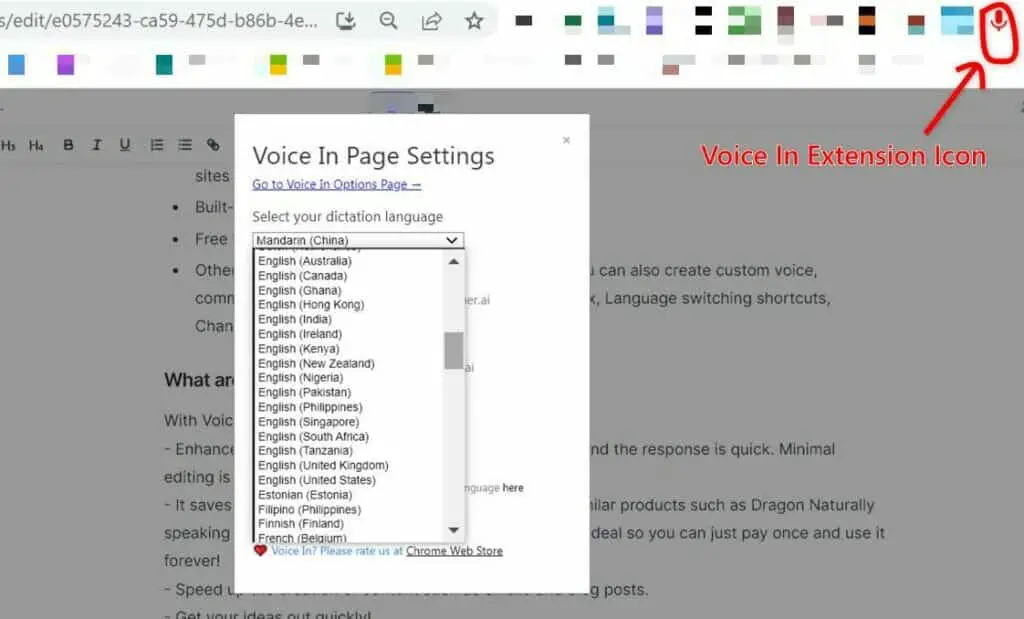 speech to text converter app Voice In Settings