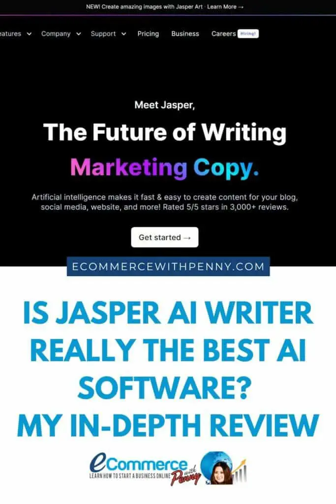 Jasper AI writer review Pinterest Graphic