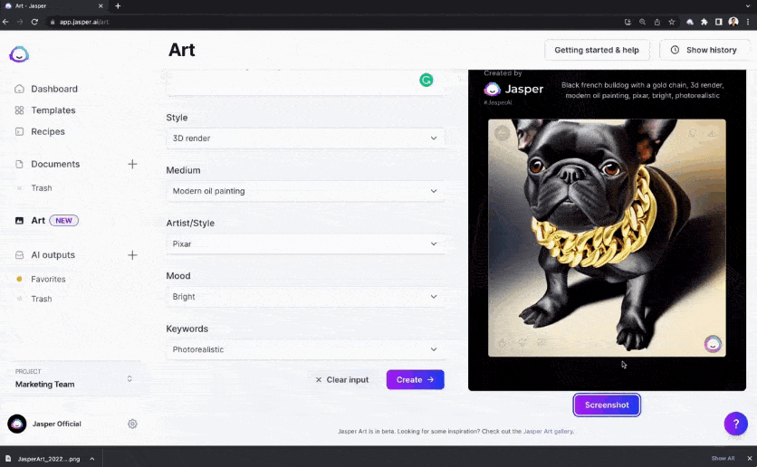 Jasper Art AI -  Generate Art