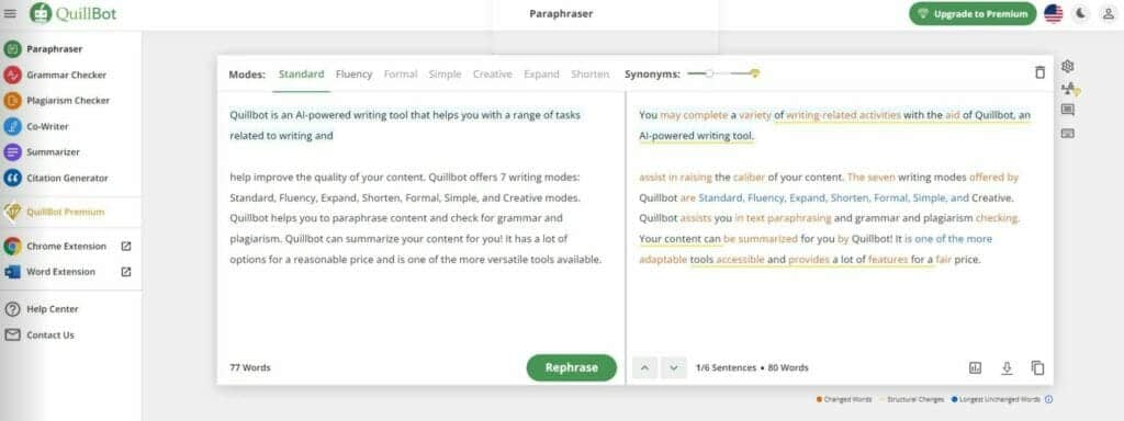 QuillBot Paraphrasing Tool