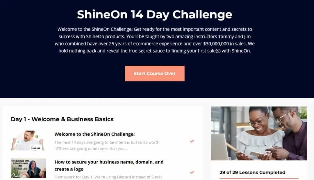 ShineOn 14 day challenge Course Portal