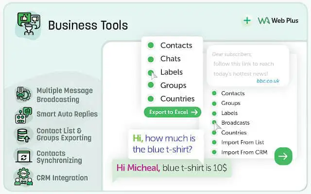 how to use whatsapp for business marketing: WA Web Plus has many business tools