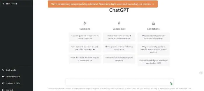 ChatGPT: First impression and How to use it - dashboard