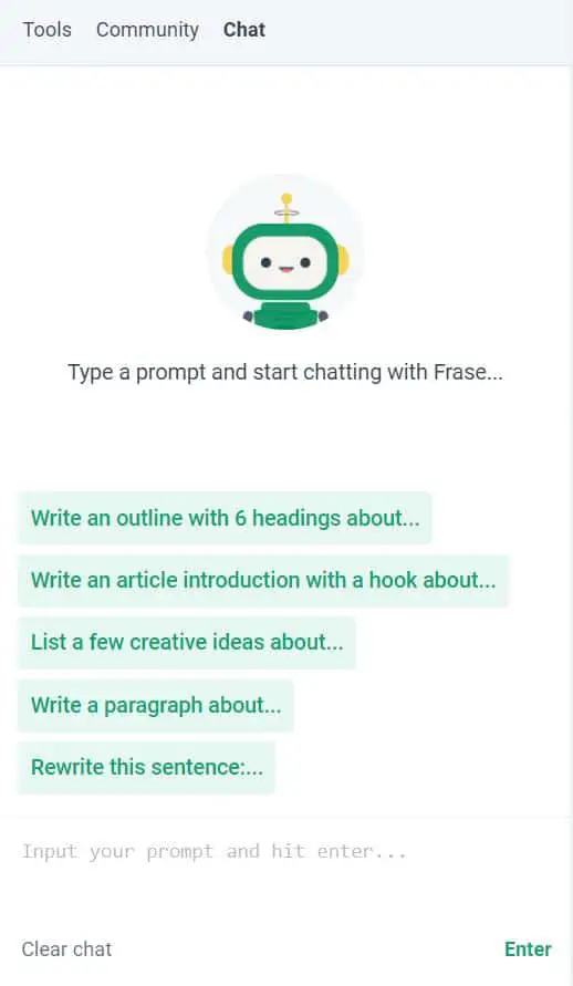 frase.io review - Frase chat