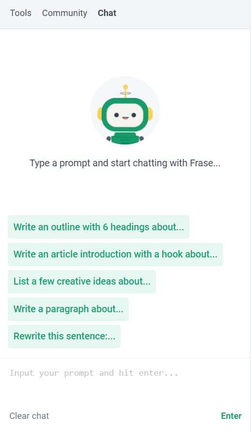 frase.io review - Frase chat