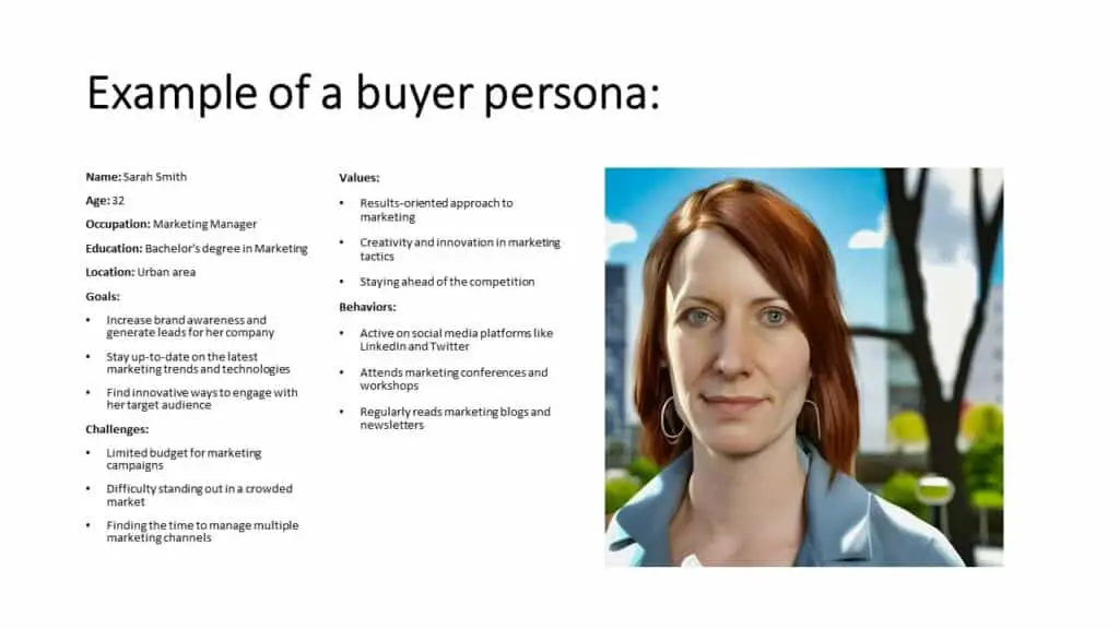 create a killer content strategy - example of a buyer persona