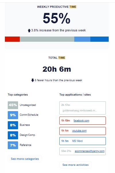 RescueTime Weekly Summary